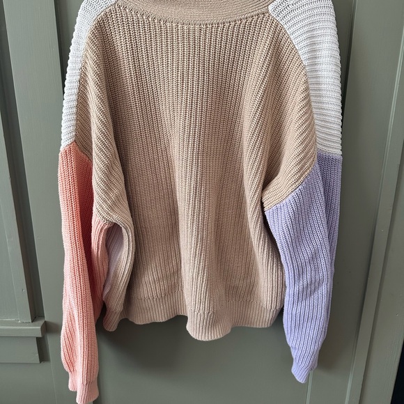 GAP Colorblock V-Neck Button Cardigan — Cream, Lavender & Peach 100% cotton - Picture 4 of 5